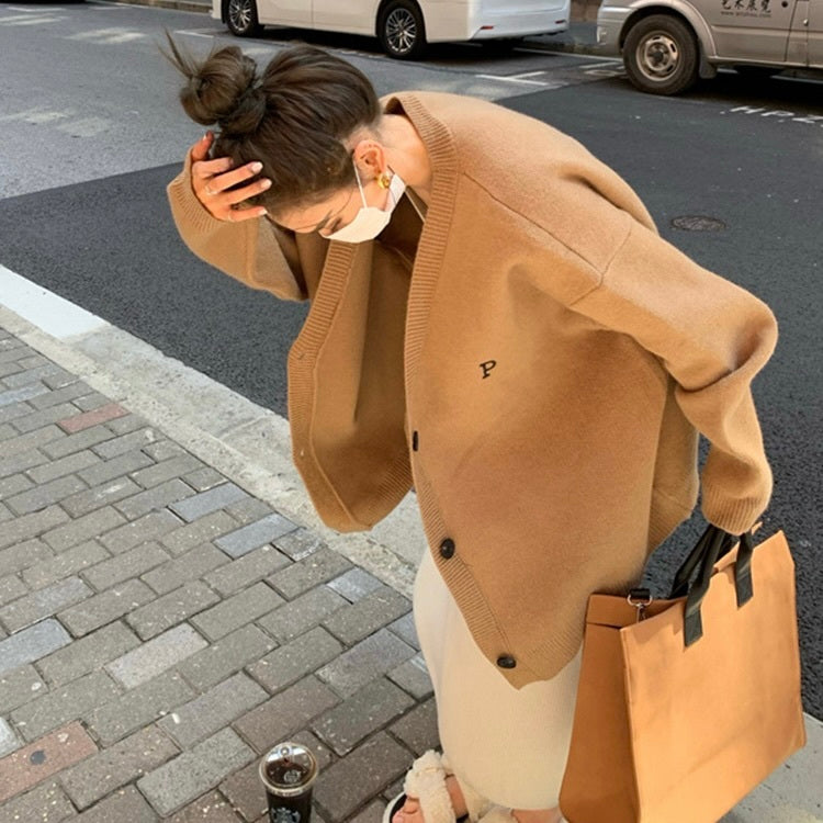 ミドル丈 ニットカーディガン mry000343