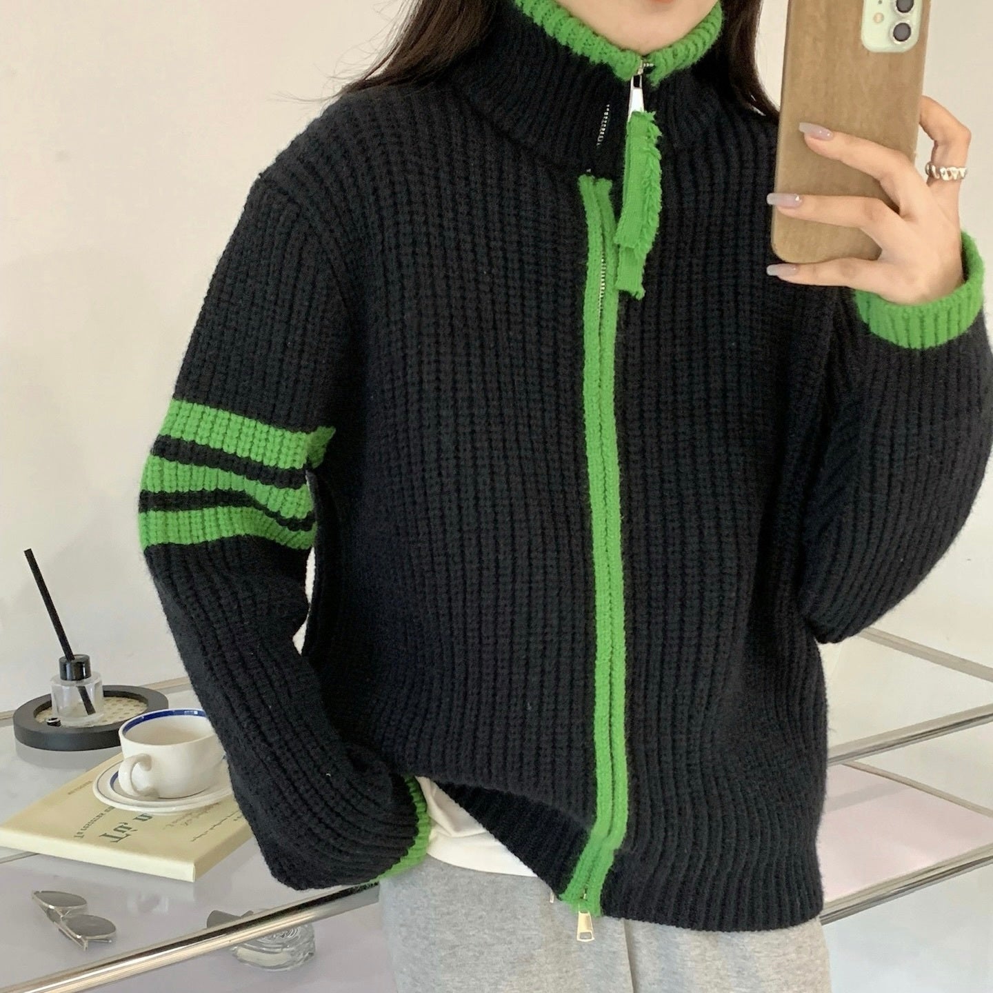 ダブルジッパー ニットウェアカーディガン mry000083