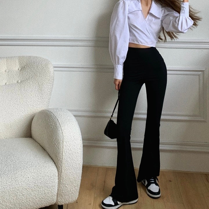 ハイウエスト フレアパンツ 薄手 mry000040