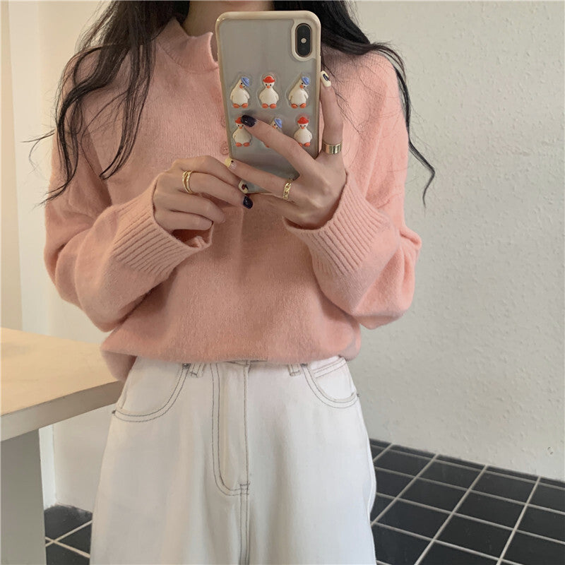 【送料無料】韓国デザインセーター ボタンニット 長袖 韓国ガーリー フレンチガーリー 韓国カジュアル mry000547