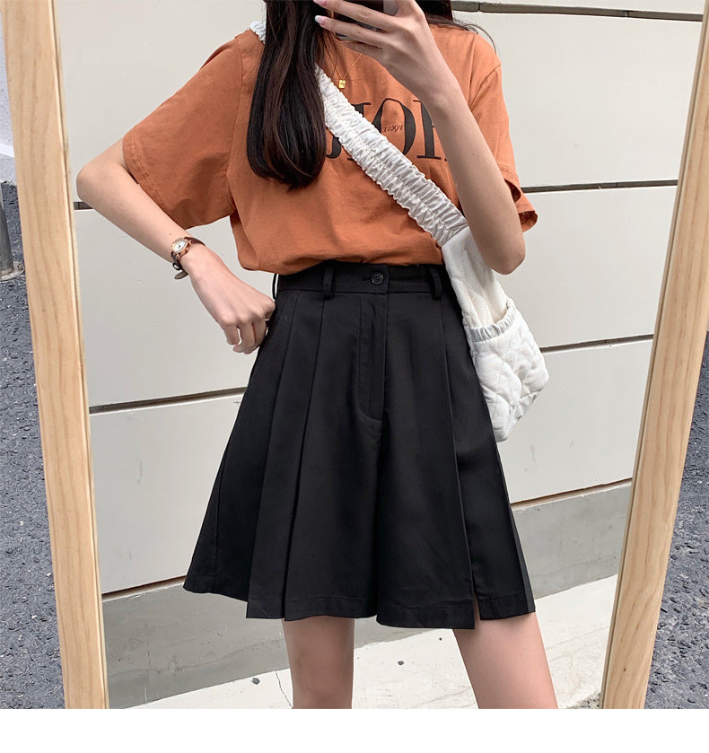 ショートワイドパンツ カジュアル ハイウエスト Aライン mry000024