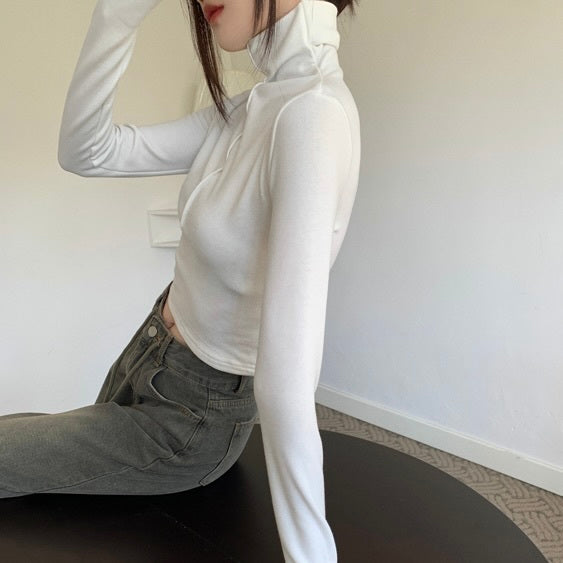 ハイネック ショート丈Tシャツ mry000478