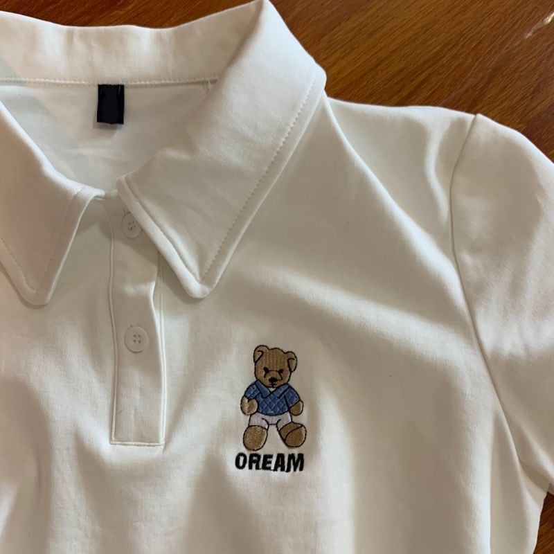 ショート丈 クマちゃん ワンポイント シャツ オールマッチ mry000661