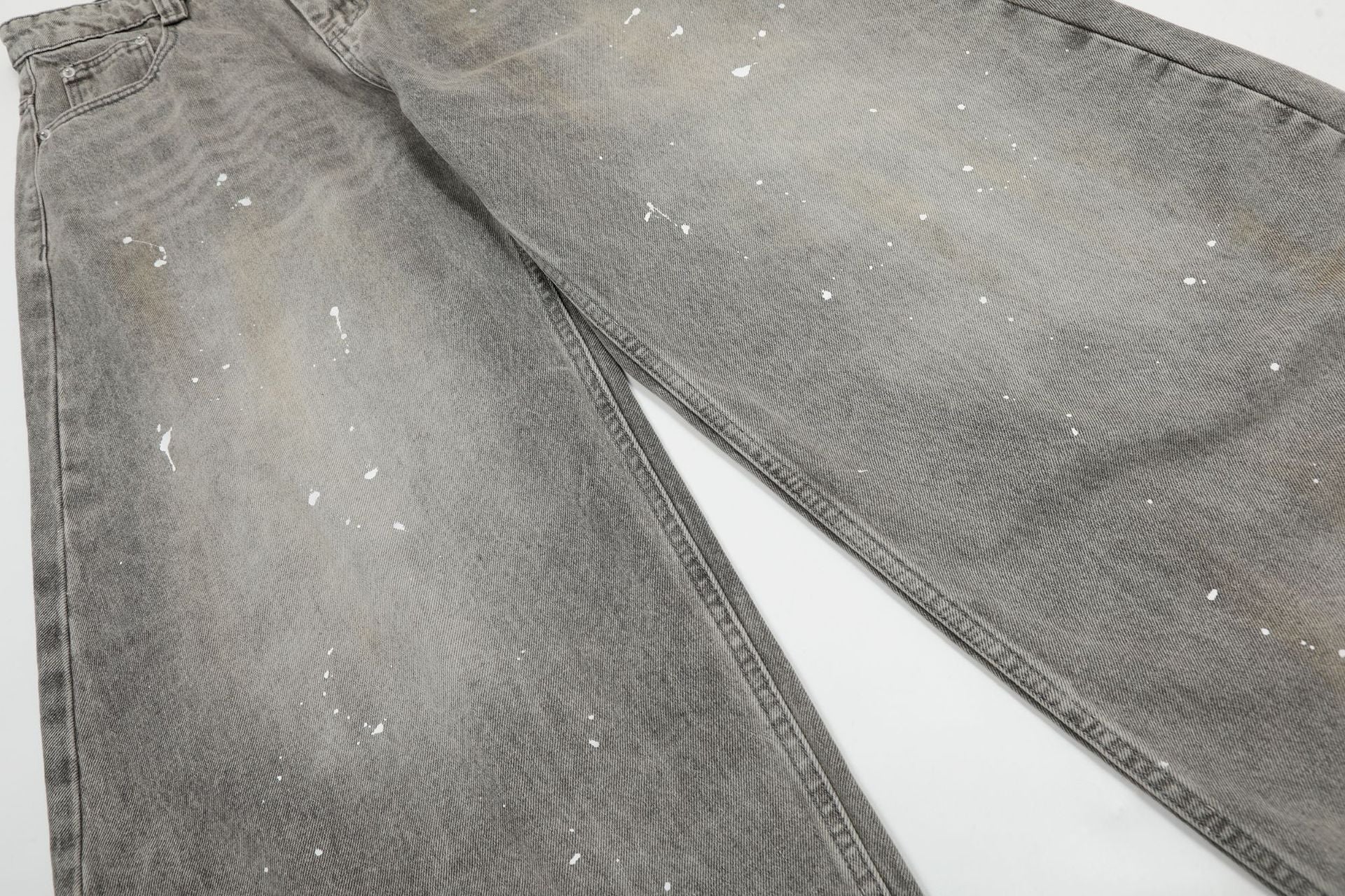 『評価★4.8以上/購入率 No.1🛍️』【COVER:FIT】Grunge Paint-Splatter Wide-Leg Denim Pants mry001630