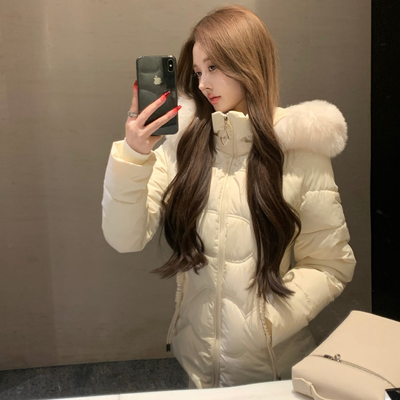 【Chéri】2カラー展開 ファー付きダウンジャケット mry001475