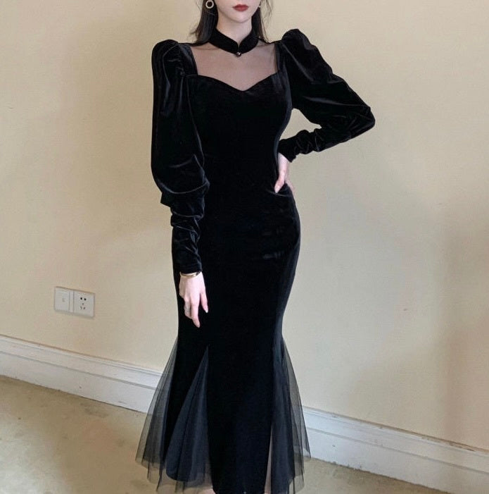 スクエアワンピース ベルベット mry000255