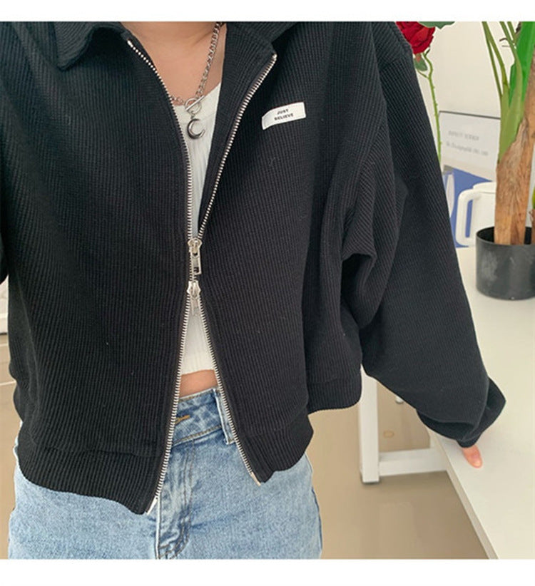 ジッパー ショート ワッフルカーディガン mry000066