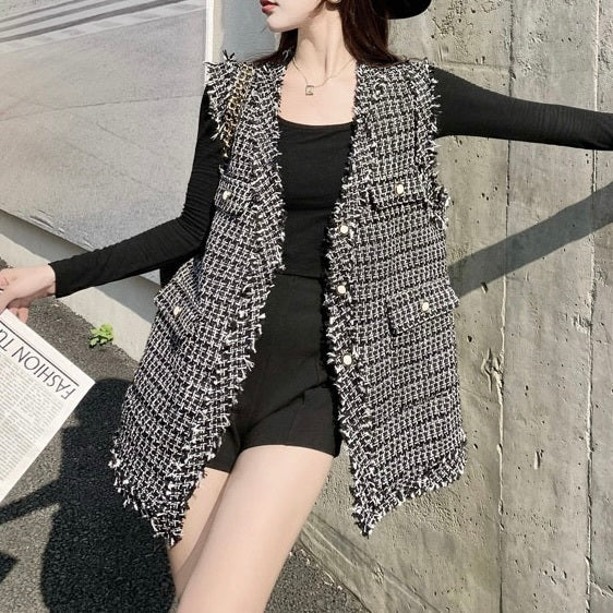 ガーリー ツイード ベスト mry000152