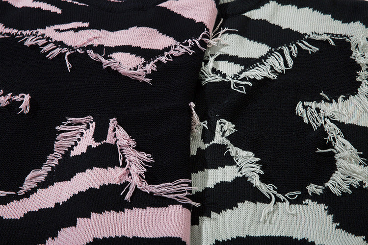 【2color】Raw Edge Animal Print Sweater mry001647