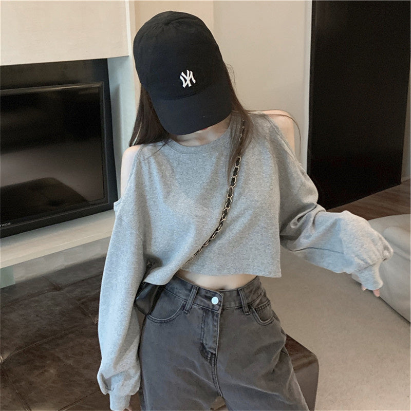 オープンショルダー ショートシンプル トップス mry000240