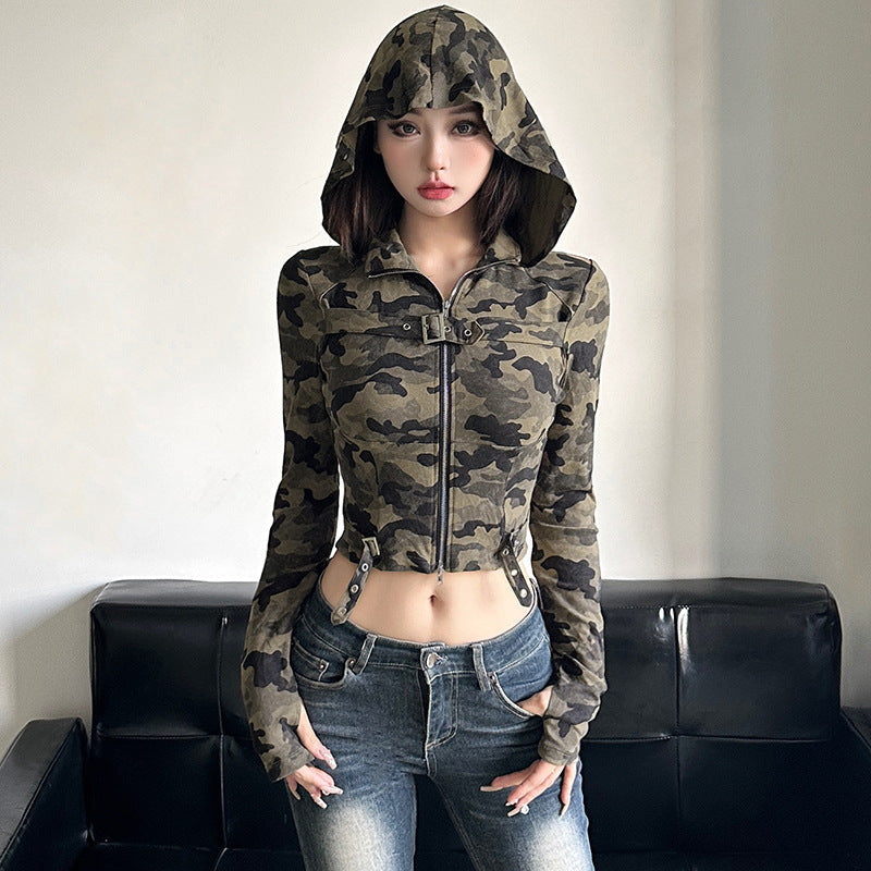 Military Chic Cropped Hoodie mry001639