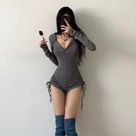 【Taéf】2カラー展開 リブフーディワンピース mry001554