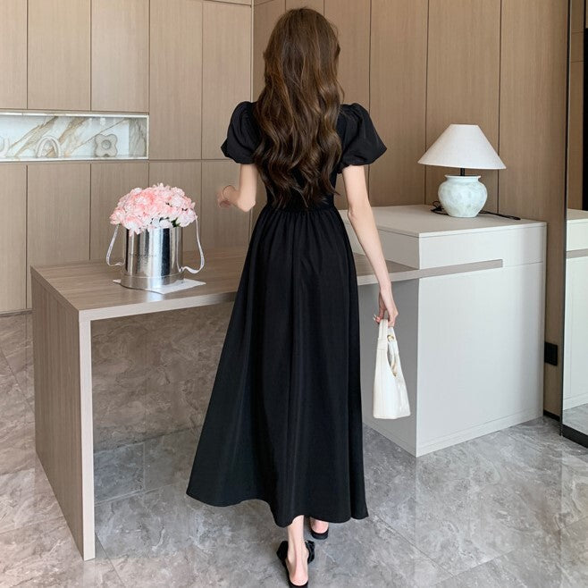 【送料無料】2023SS ブラック スリム ドレス サマーワンピース 韓国カジュアル 韓国ガーリー mry000791