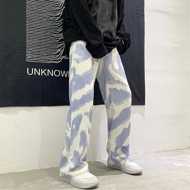 2カラー展開 アメリカン 韓国ストリート 韓国カジュアル トレンド タイダイ柄 ワイドパンツ mry001362