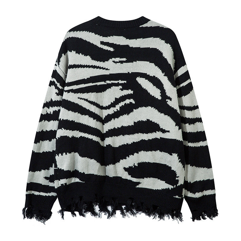 【2color】Raw Edge Animal Print Sweater mry001647