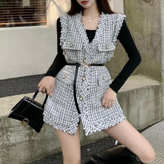 ガーリー ツイード ベスト mry000152