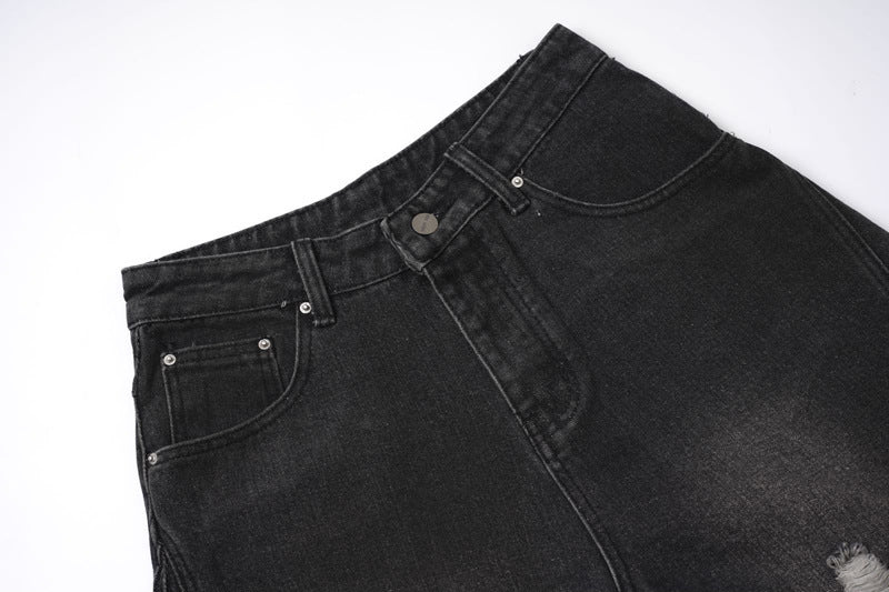 《評価★4.8超え💬✨》【COVER:FIT】 2color Extreme Wide-Leg Ripped Denim Pants mry001649