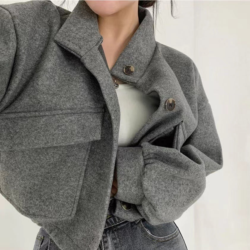 【送料無料】ビッグポケット 3カラー ジャケット ショート丈 春・秋 韓国カジュアル 韓国ガーリー mry000555