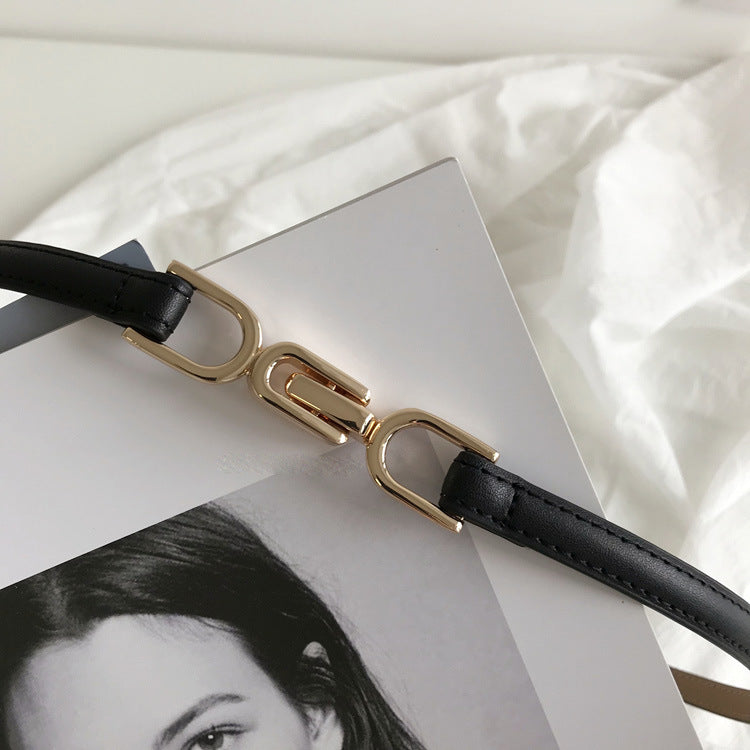 幾何バックル スキニーベルト mry000189