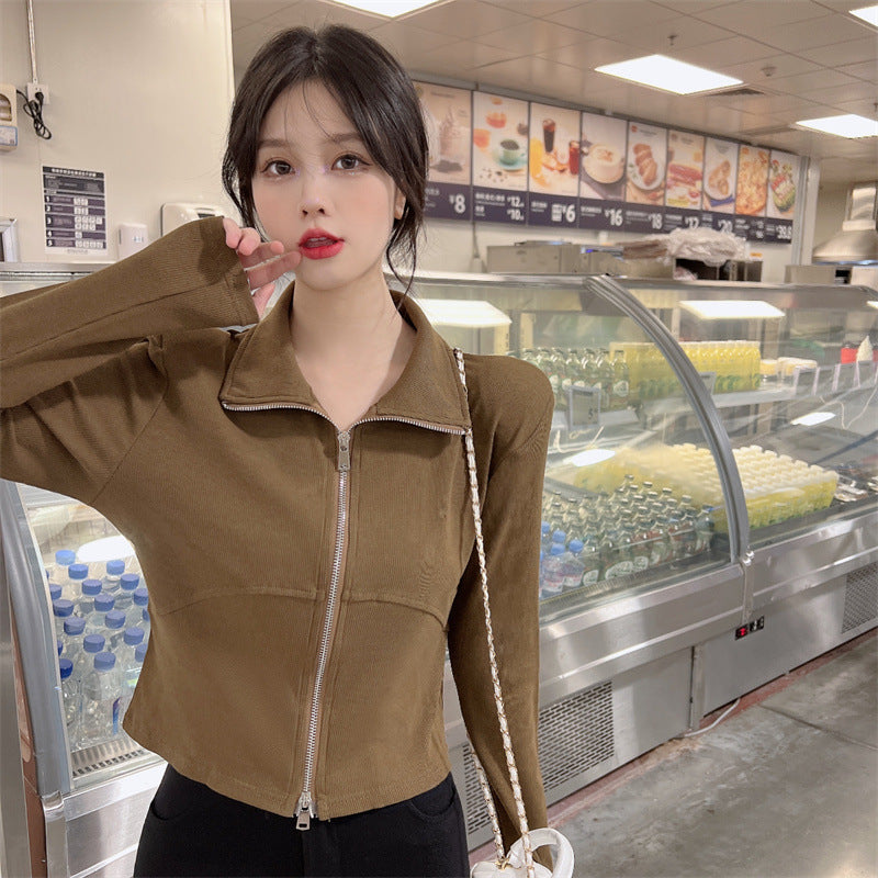 【送料無料】デザインジッパー ジャケットカーディガン 韓国カジュアル 韓国ストリート 春・秋 mry000542