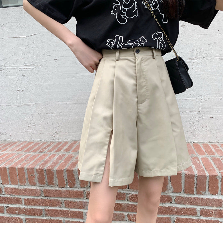 ショートワイドパンツ カジュアル ハイウエスト Aライン mry000024
