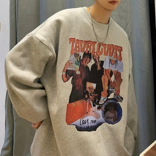 ラウンドネック プリントスウェット mry000473