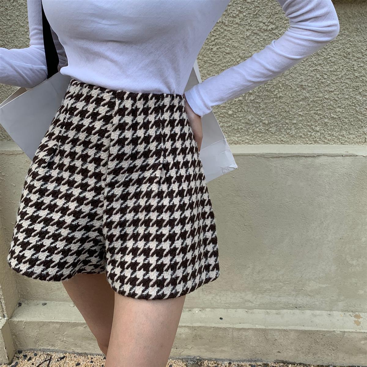 千鳥柄 ハイウエスト ショートパンツ mry000027