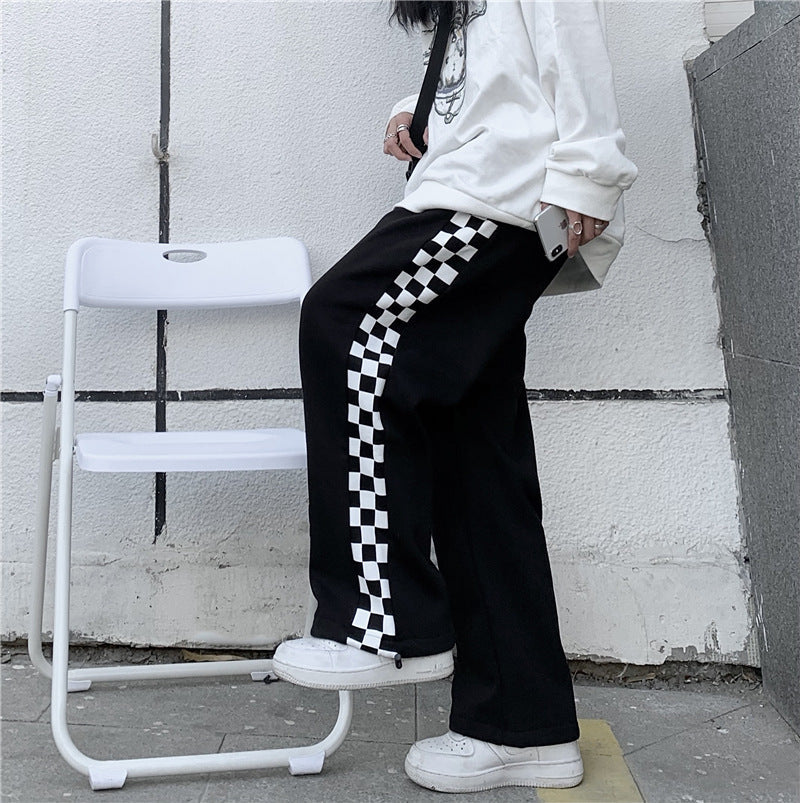 チェックライン ワイドレッグ パンツ mry000171