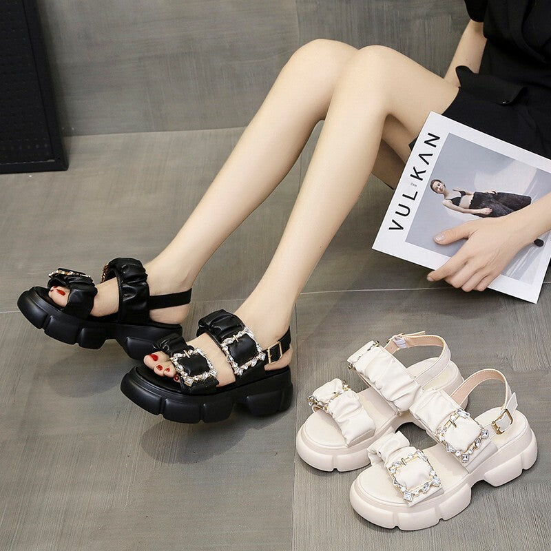 【送料無料】2カラー展開 オールマッチ 厚底サンダル mry000652