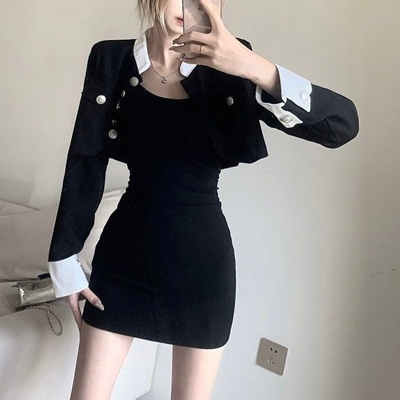 【Chéri】クロップドジャケット ミニワンピース セットアップmry001511