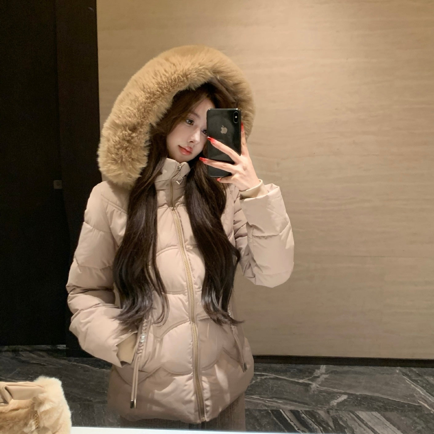 【Chéri】2カラー展開 ファー付きダウンジャケット mry001475