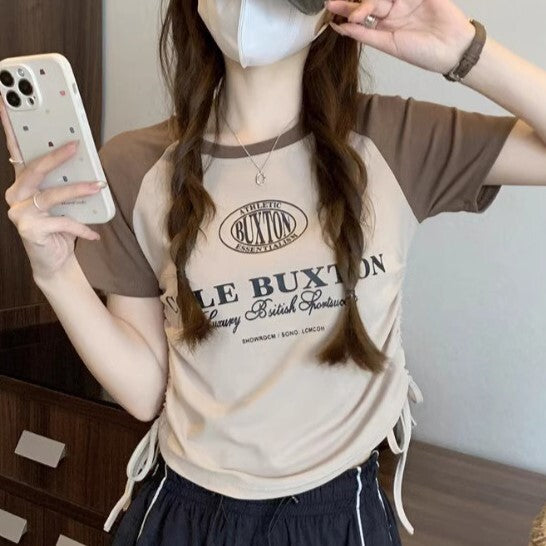 4カラー展開 2023SS アメリカン レトロ ショート デザイン 半袖トップス 韓国ストリート 韓国カジュアル mry000829