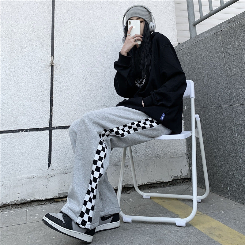 チェックライン ワイドレッグ パンツ mry000171