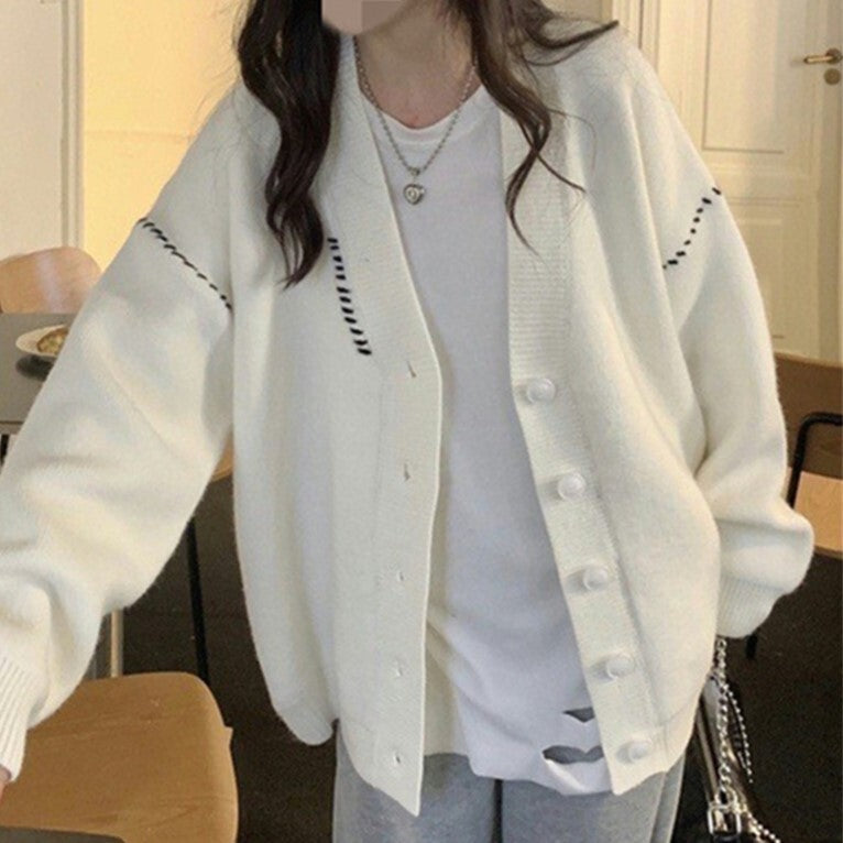 【送料無料】デザインセーター カーディガン 2カラー 韓国ストリート 韓国カジュアル 韓国ガーリー mry000526