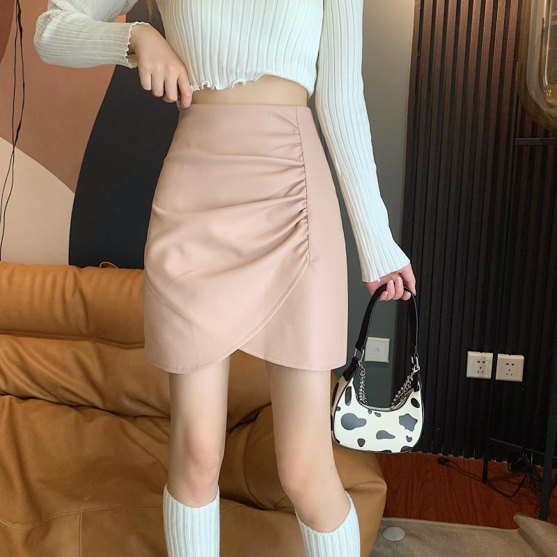 アシメラップ レザースカート mry000180