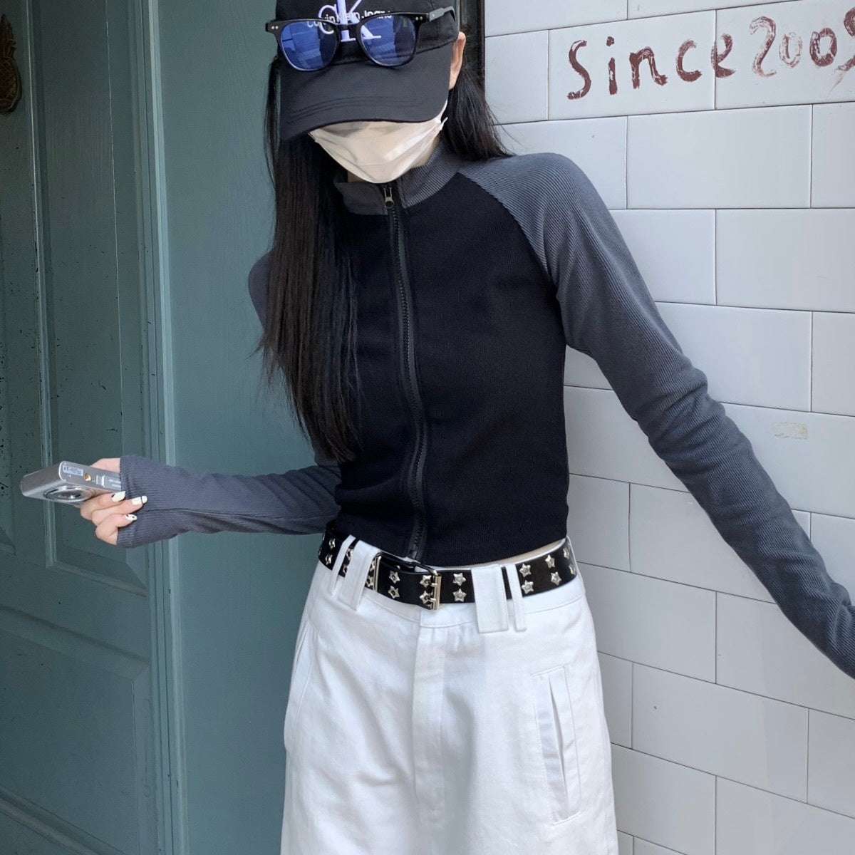 2カラー展開 韓国デザイン 韓国ストリート 韓国カジュアル スポーティ ジップアップトップス mry001194