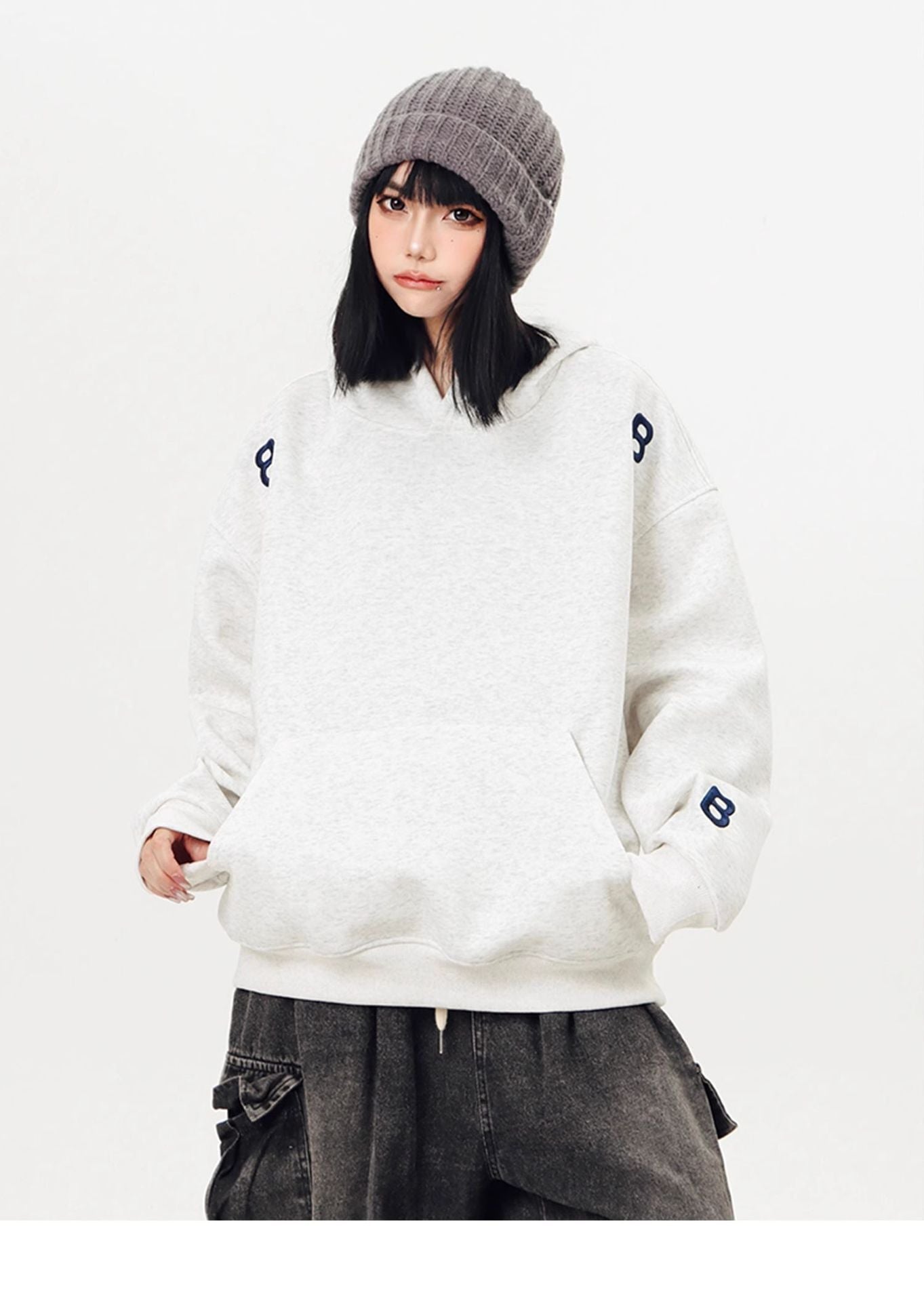 【2color】B-Emblem Oversized Hoodie mry001635