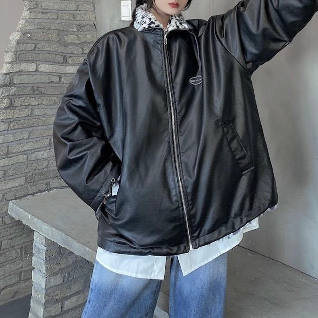 2カラー ヒョウ柄 リバーシブルジャケット mry000437