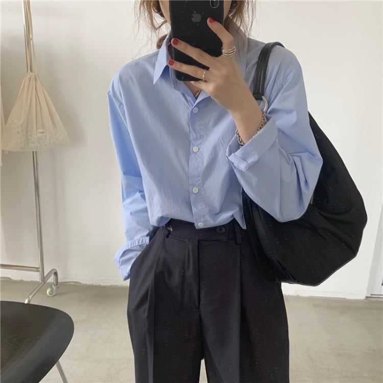 【送料無料】デザインシャツ 2カラー カラーシャツ フレンチ 韓国カジュアル mry000539