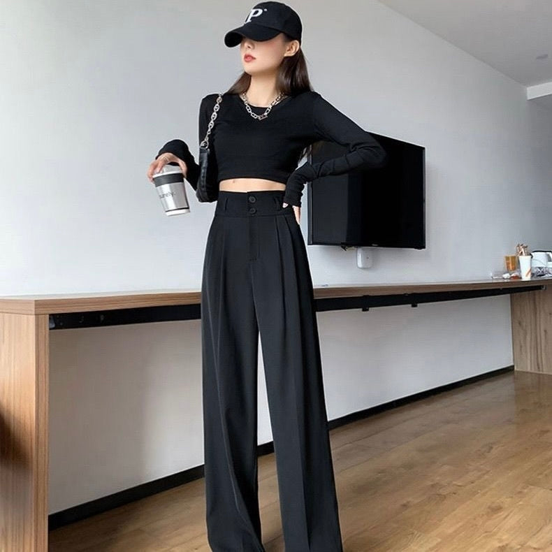 ハイウエスト ストレートドレープ ハイカジュアル mry000069