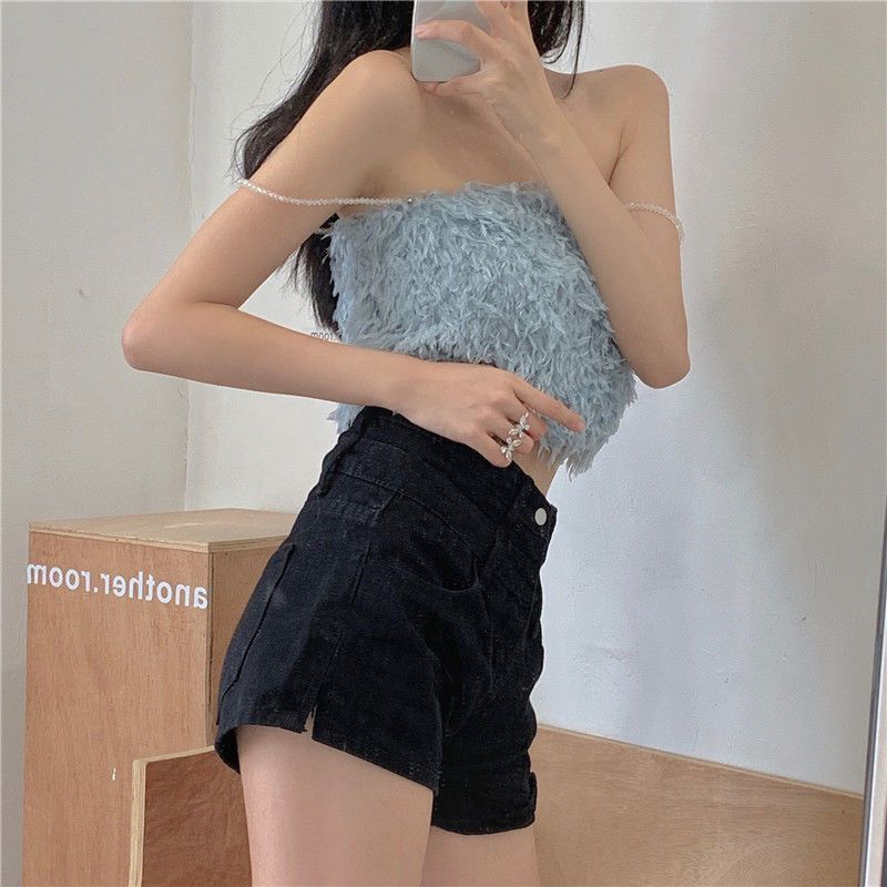 4カラー展開 アメリカン 韓国デザイン 韓国カジュアル ショート丈 フェザートップ mry001149