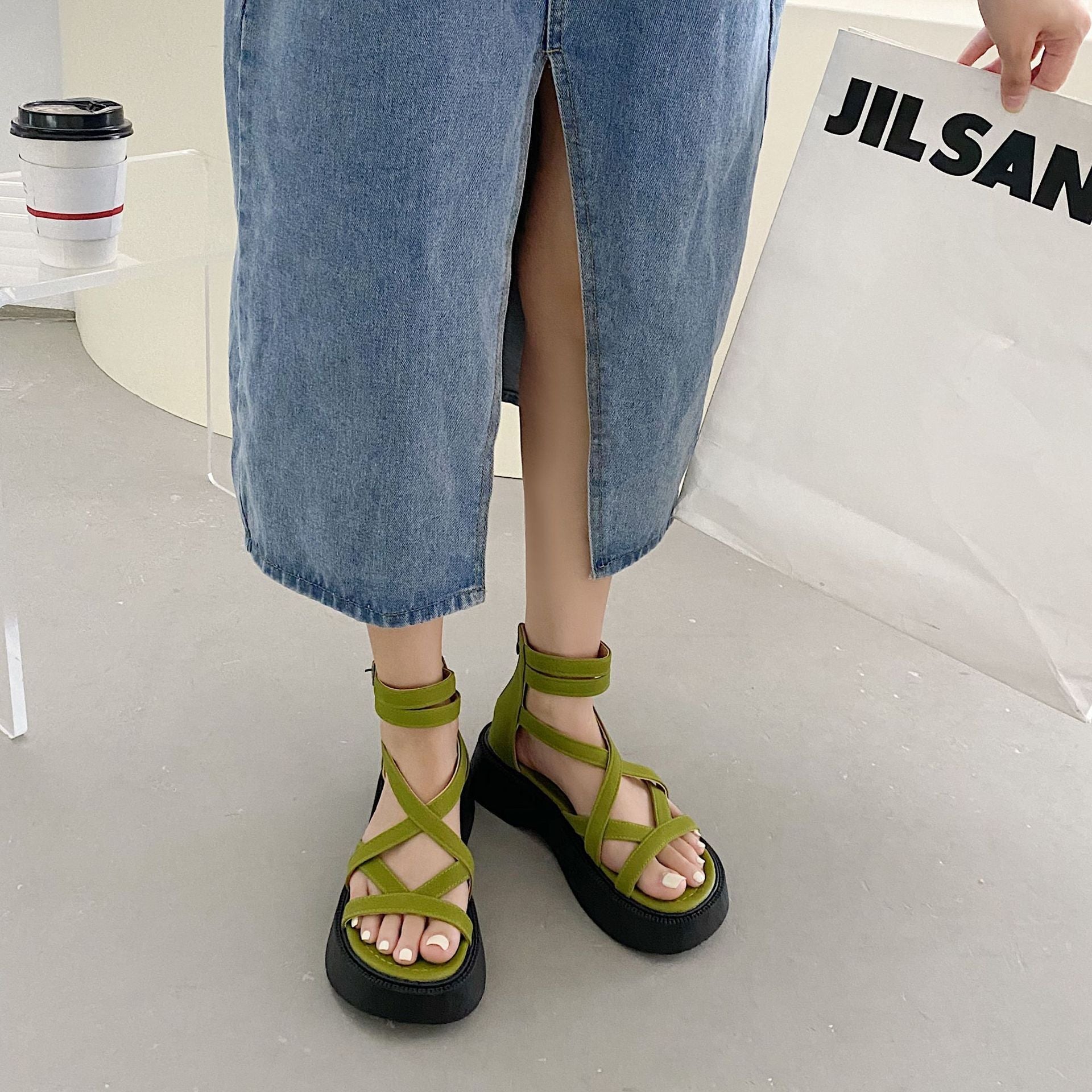 厚底 丸トゥ 網おろし サンダル mry000194