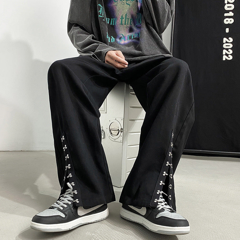 【送料無料】2カラー展開 2023SS ワイドレッグ デザインパンツ 韓国ストリート 韓国カジュアル mry000700