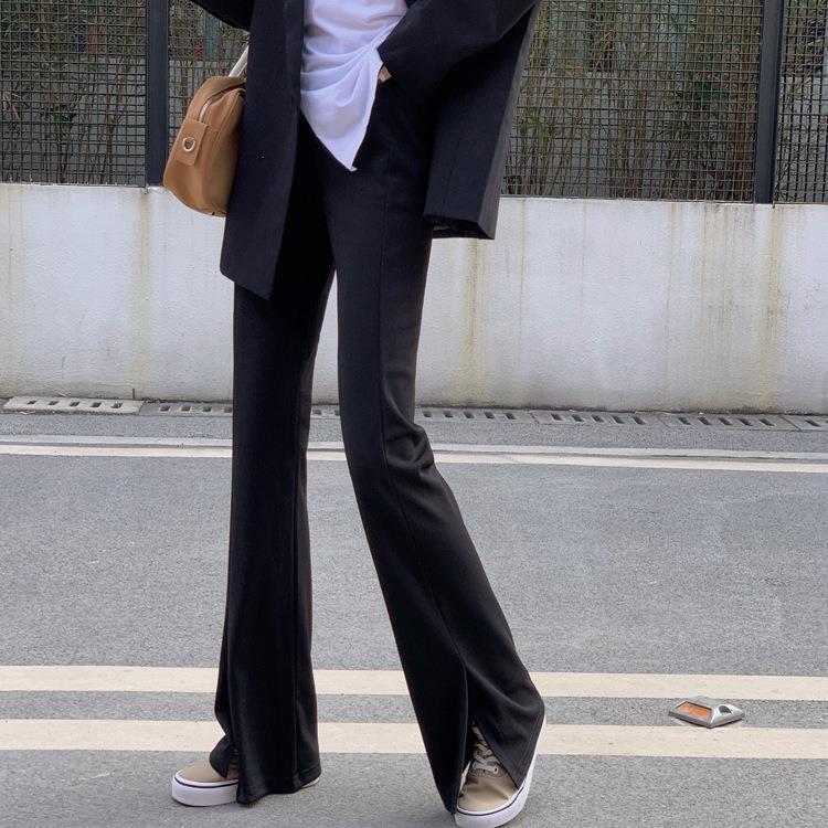 ブラック スリットパンツ mry000284