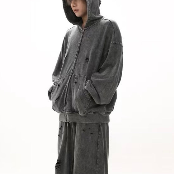 【Orchid】韓国ストリート 韓国カジュアル レトロ ヴィンテージ ジップアップトップス mry001221