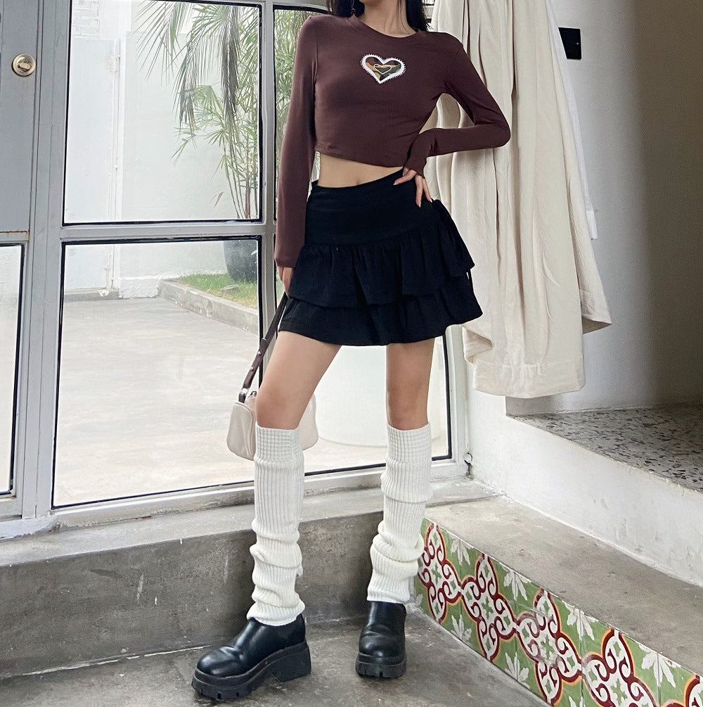 アメリカン 韓国カジュアル 韓国デザイン ティアード フレアスカート mry001169