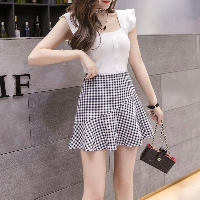 チェック フリルミニスカート mry000398