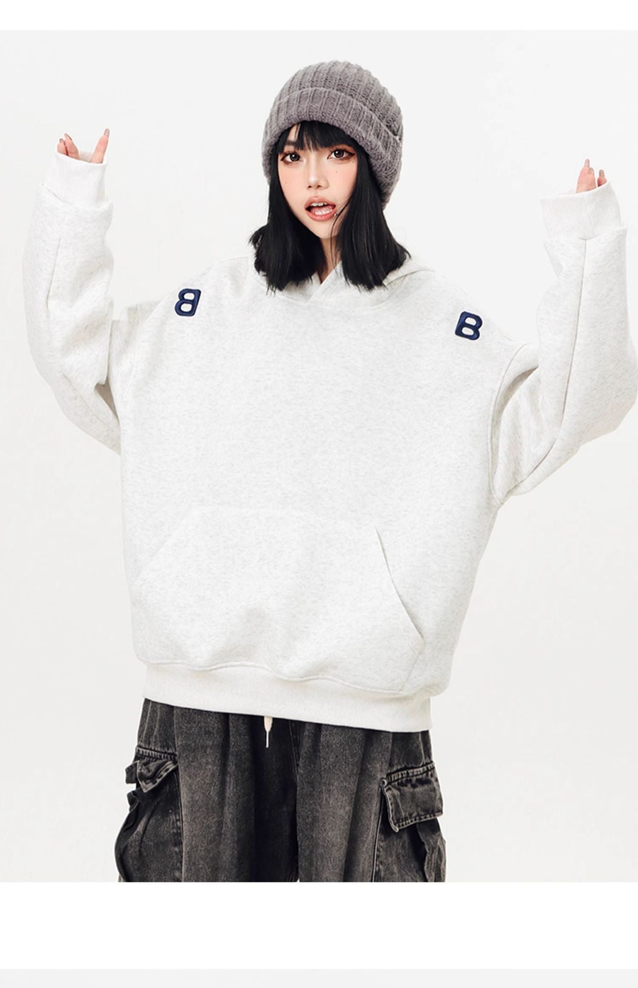 【2color】B-Emblem Oversized Hoodie mry001635
