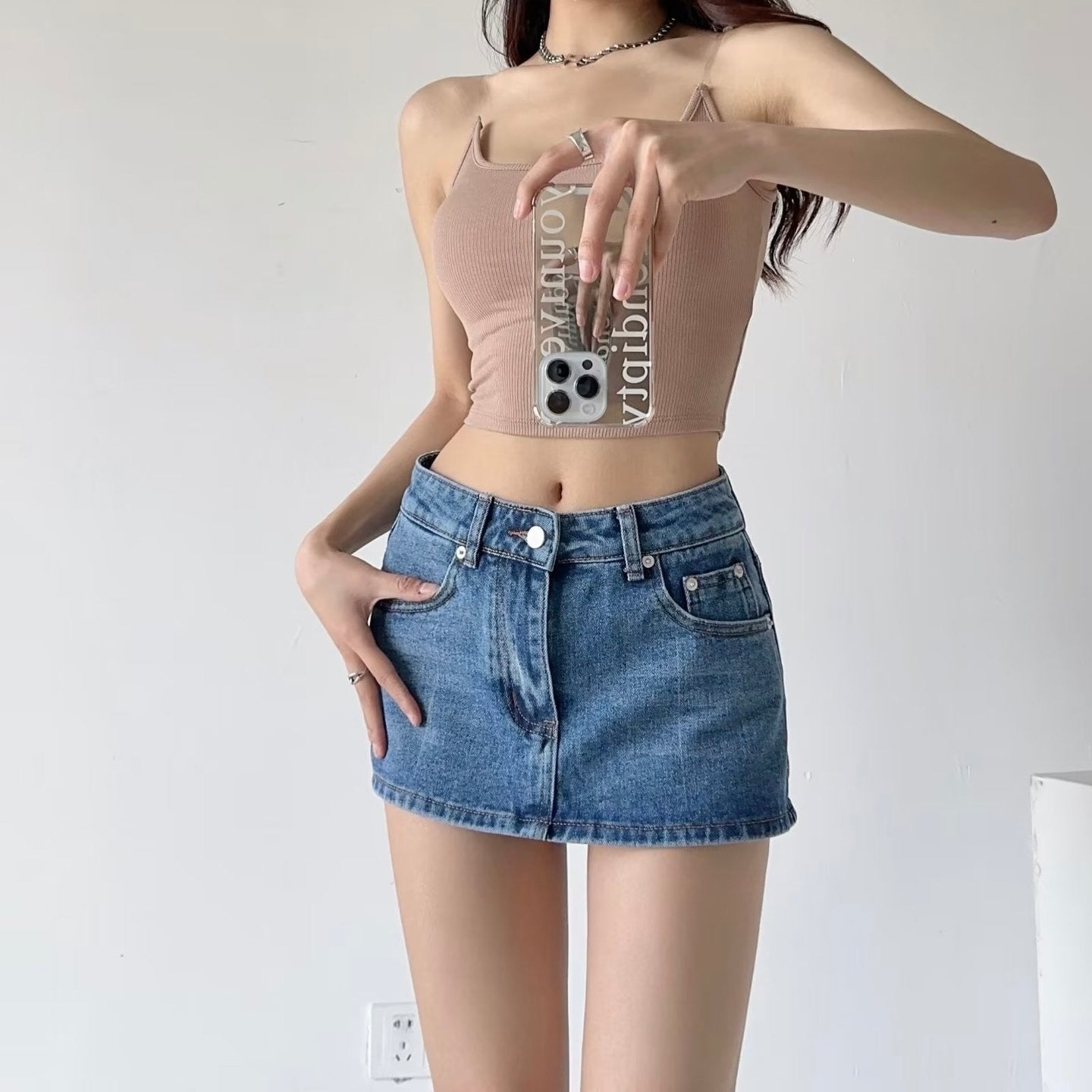 3カラー展開 韓国ストリート 韓国デザイン デニム生地 ミニスカート mry001188