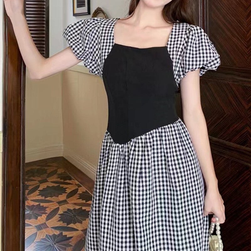 フレンチレトロ スクエアネック パフスリーブ ワンピース mry000032